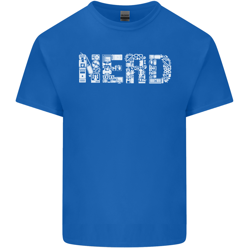 Nerd Word Art Geek Mens Cotton T-Shirt Tee Top Royal Blue