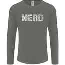 Nerd Word Art Geek Mens Long Sleeve T-Shirt Charcoal