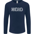 Nerd Word Art Geek Mens Long Sleeve T-Shirt Navy Blue