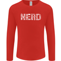 Nerd Word Art Geek Mens Long Sleeve T-Shirt Red