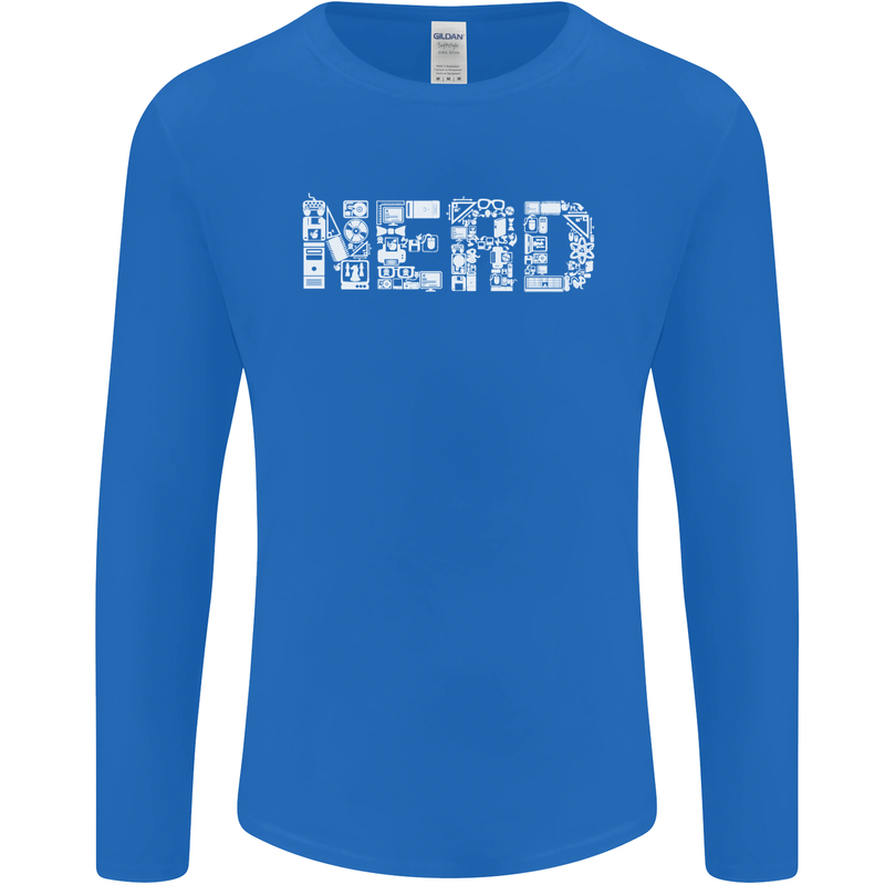 Nerd Word Art Geek Mens Long Sleeve T-Shirt Royal Blue