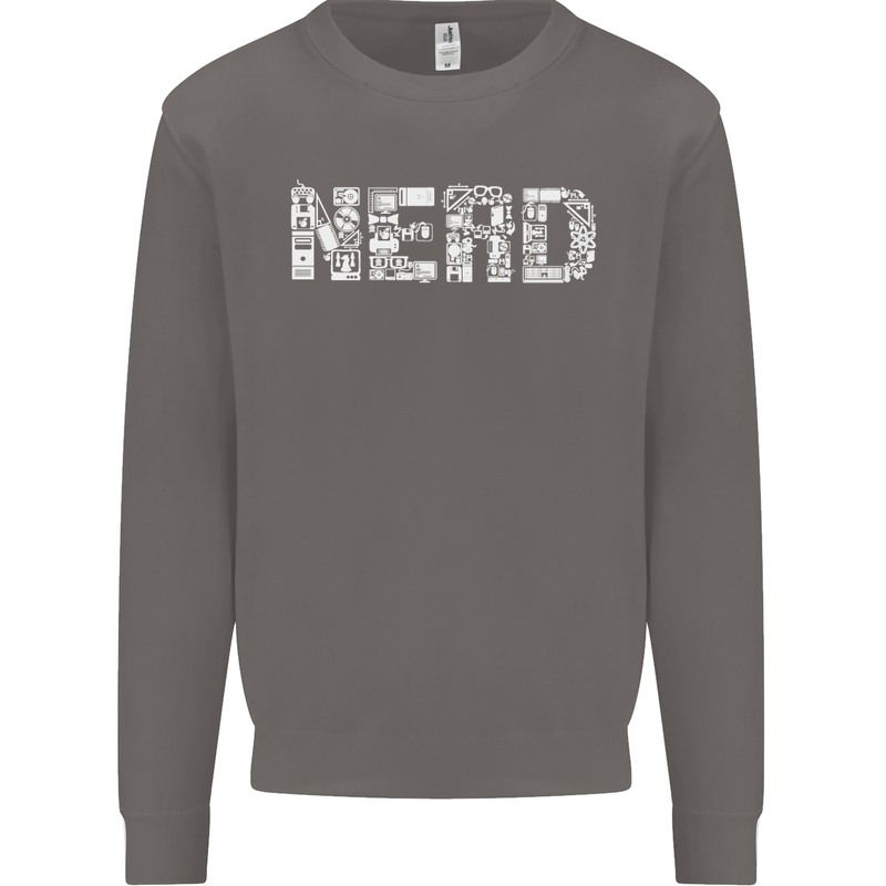 Nerd Word Art Geek Mens Sweatshirt Jumper Charcoal