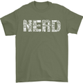 Nerd Word Art Geek Mens T-Shirt Cotton Gildan Military Green