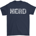 Nerd Word Art Geek Mens T-Shirt Cotton Gildan Navy Blue