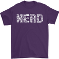 Nerd Word Art Geek Mens T-Shirt Cotton Gildan Purple