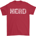 Nerd Word Art Geek Mens T-Shirt Cotton Gildan Red