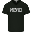 Nerd Word Art Geek Mens V-Neck Cotton T-Shirt Black