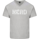 Nerd Word Art Geek Mens V-Neck Cotton T-Shirt Sports Grey
