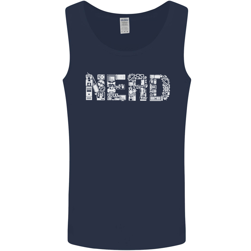Nerd Word Art Geek Mens Vest Tank Top Navy Blue