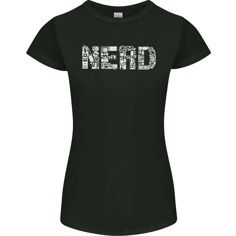 Nerd Word Art Geek Womens Petite Cut T-Shirt Black