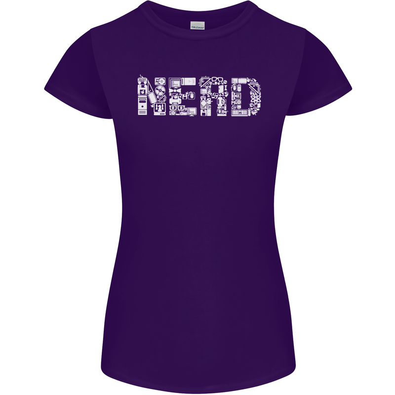 Nerd Word Art Geek Womens Petite Cut T-Shirt Purple