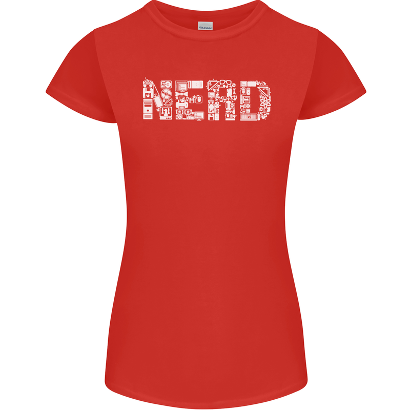 Nerd Word Art Geek Womens Petite Cut T-Shirt Red