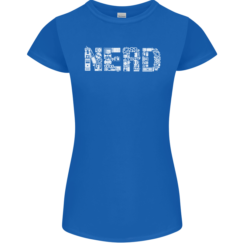 Nerd Word Art Geek Womens Petite Cut T-Shirt Royal Blue