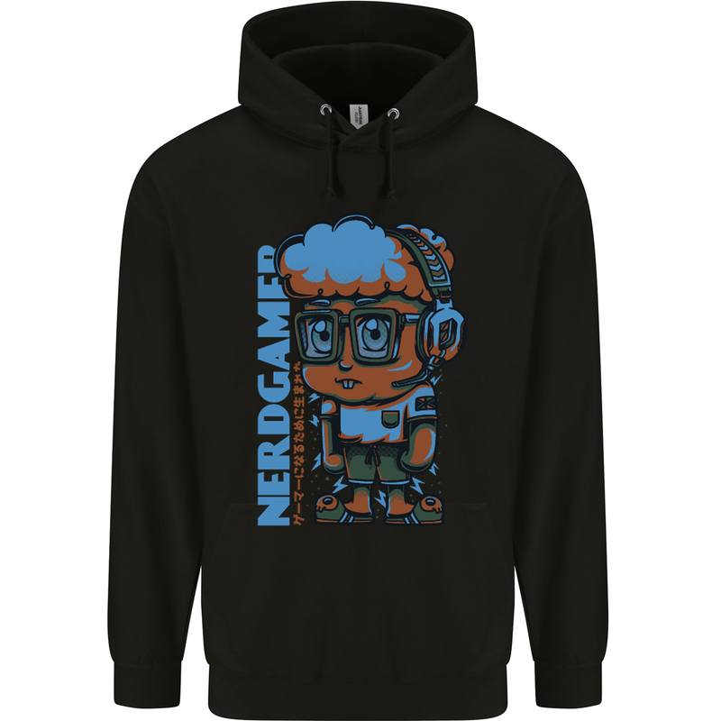 Nerd  Funny Gamer Gaming Childrens Kids Hoodie Black