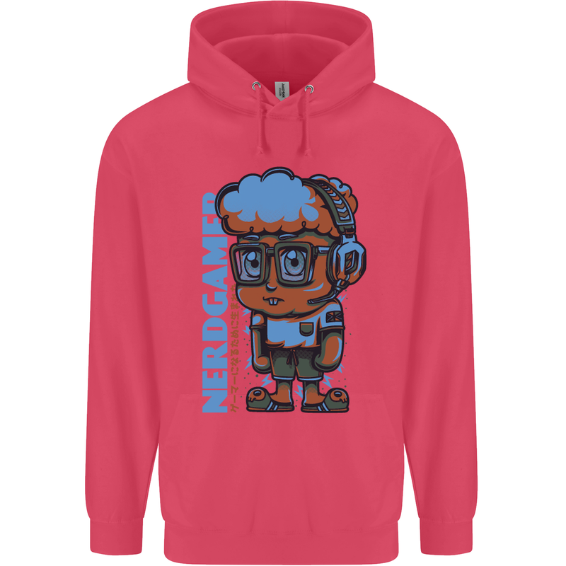 Nerd  Funny Gamer Gaming Childrens Kids Hoodie Heliconia
