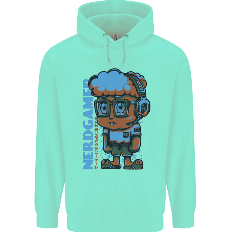 Nerd  Funny Gamer Gaming Childrens Kids Hoodie Peppermint