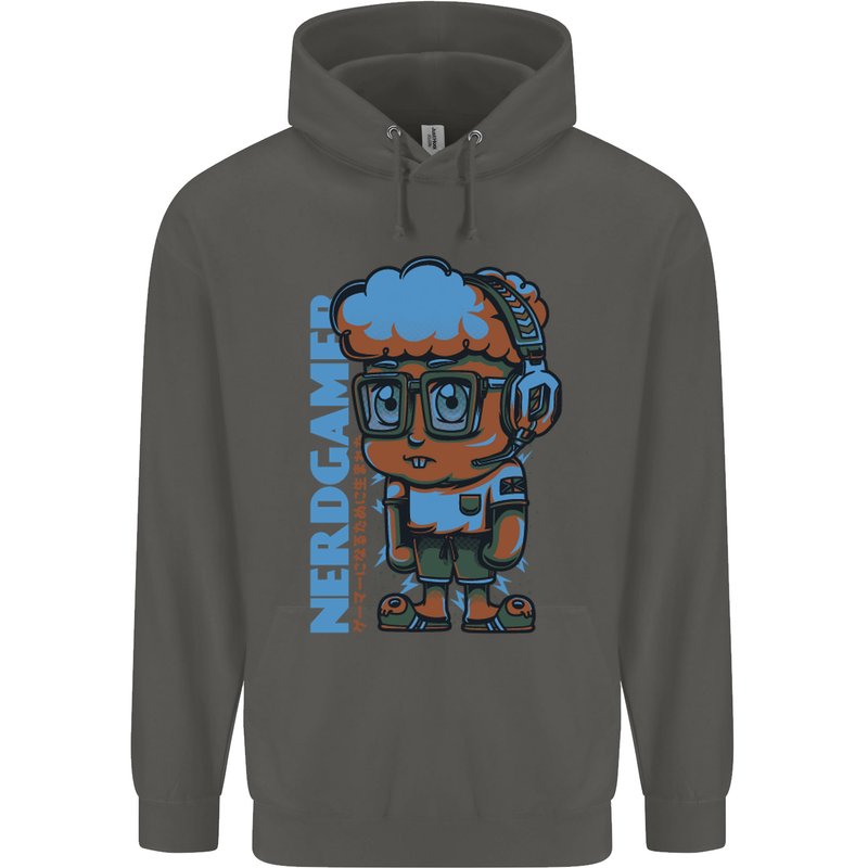 Nerd  Funny Gamer Gaming Childrens Kids Hoodie Storm Grey