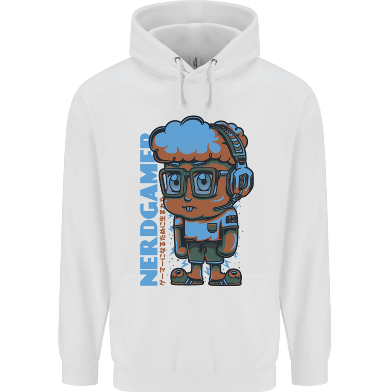 Nerd  Funny Gamer Gaming Childrens Kids Hoodie White