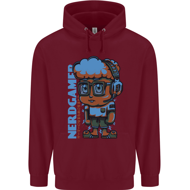 Nerd  Funny Gamer Gaming Mens 80% Cotton Hoodie Maroon
