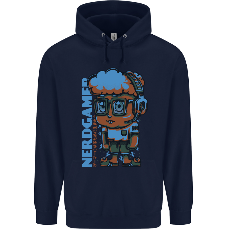 Nerd  Funny Gamer Gaming Mens 80% Cotton Hoodie Navy Blue