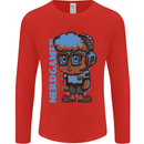 Nerd  Funny Gamer Gaming Mens Long Sleeve T-Shirt Red