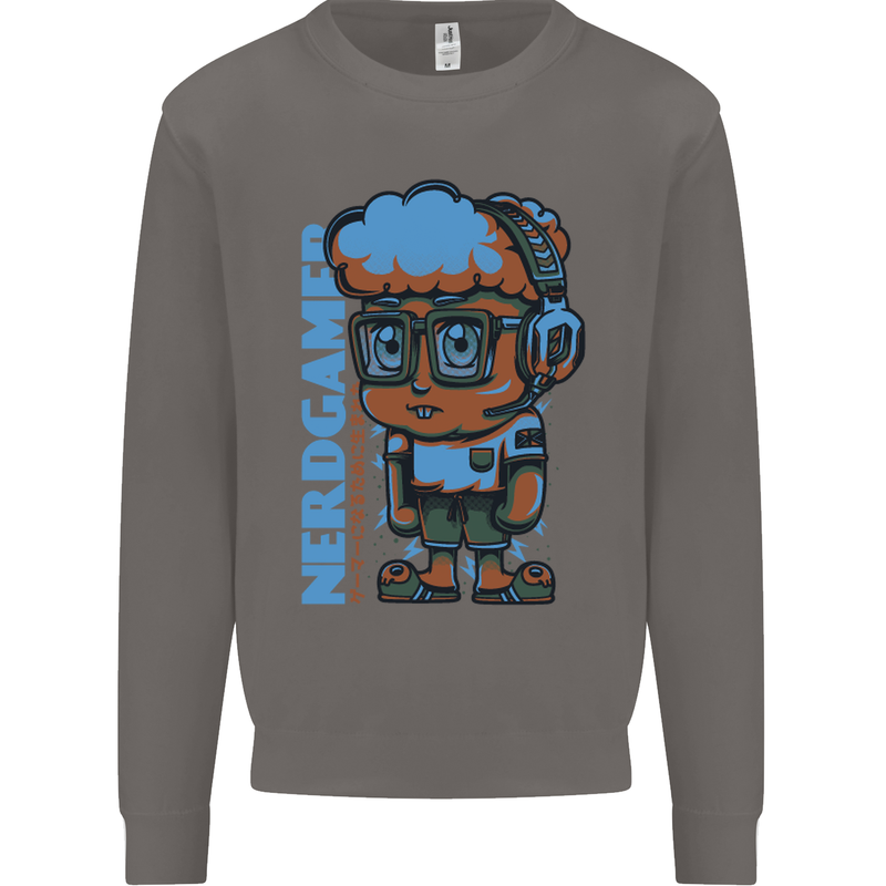 Nerd  Funny Gamer Gaming Mens Sweatshirt Jumper Charcoal