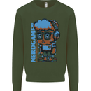 Nerd  Funny Gamer Gaming Mens Sweatshirt Jumper Forest Green