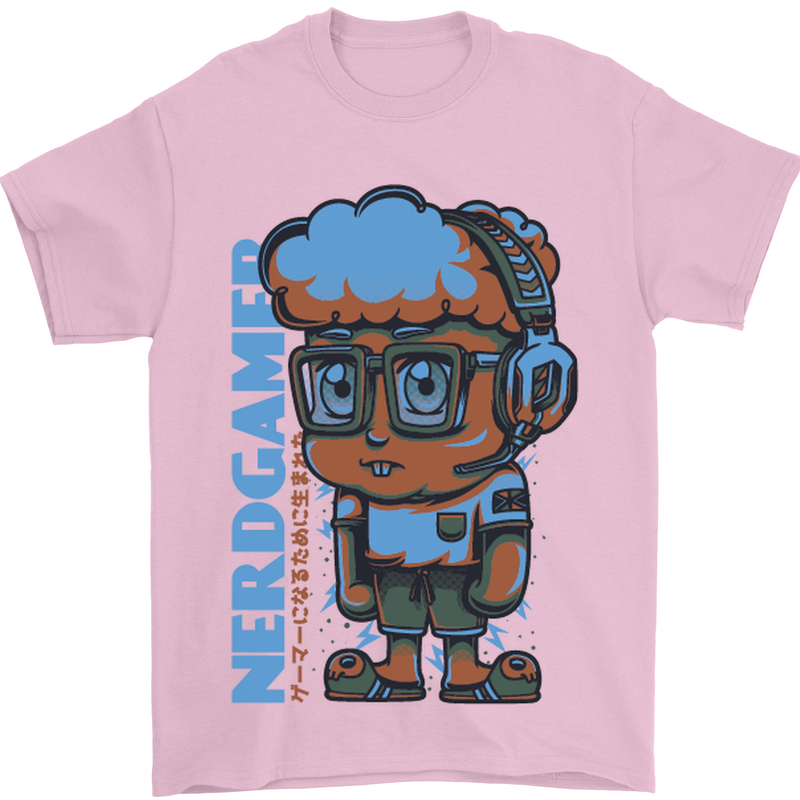 Nerd  Funny Gamer Gaming Mens T-Shirt Cotton Gildan Light Pink