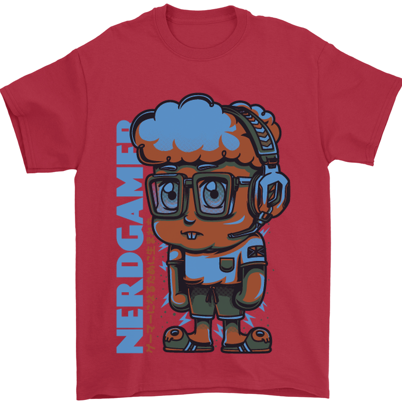 Nerd  Funny Gamer Gaming Mens T-Shirt Cotton Gildan Red
