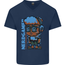 Nerd  Funny Gamer Gaming Mens V-Neck Cotton T-Shirt Navy Blue