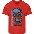 Nerd  Funny Gamer Gaming Mens V-Neck Cotton T-Shirt Red