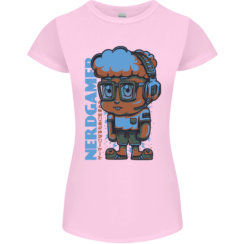 Nerd  Funny Gamer Gaming Womens Petite Cut T-Shirt Light Pink