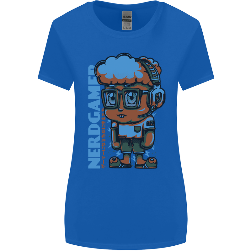 Nerd  Funny Gamer Gaming Womens Wider Cut T-Shirt Royal Blue
