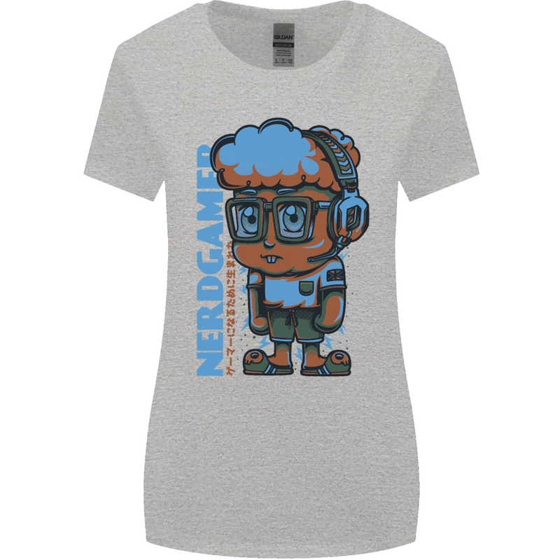 Nerd  Funny Gamer Gaming Womens Wider Cut T-Shirt Sports Grey