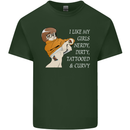 Nerdy Dirty Tattooed and Curvy Tattoo Mens Cotton T-Shirt Tee Top Forest Green
