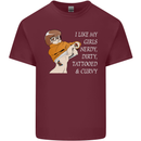 Nerdy Dirty Tattooed and Curvy Tattoo Mens Cotton T-Shirt Tee Top Maroon