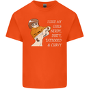Nerdy Dirty Tattooed and Curvy Tattoo Mens Cotton T-Shirt Tee Top Orange