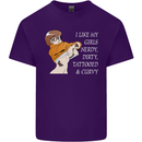 Nerdy Dirty Tattooed and Curvy Tattoo Mens Cotton T-Shirt Tee Top Purple