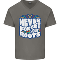 Never Forget Your Roots Africa Juneteenth Mens V-Neck Cotton T-Shirt Charcoal