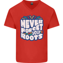 Never Forget Your Roots Africa Juneteenth Mens V-Neck Cotton T-Shirt Red