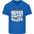Never Forget Your Roots Africa Juneteenth Mens V-Neck Cotton T-Shirt Royal Blue