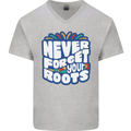 Never Forget Your Roots Africa Juneteenth Mens V-Neck Cotton T-Shirt Sports Grey