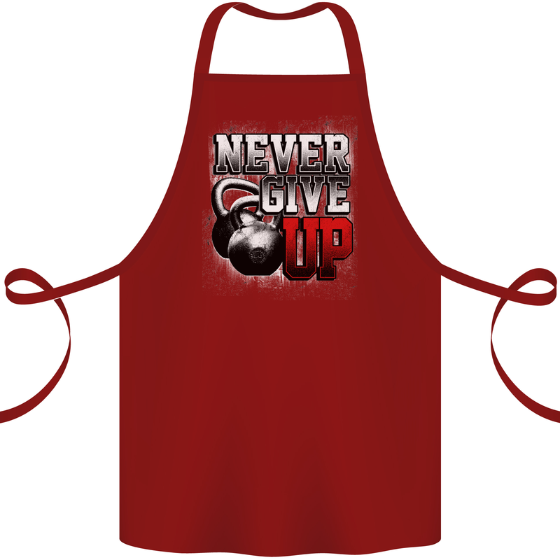 Never Give Up Gym Training Top Bodybuilding Cotton Apron 100% Organic Maroon