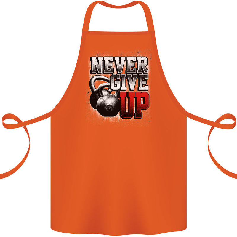 Never Give Up Gym Training Top Bodybuilding Cotton Apron 100% Organic Orange