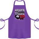 Never Give Up Gym Training Top Bodybuilding Cotton Apron 100% Organic Purple