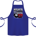 Never Give Up Gym Training Top Bodybuilding Cotton Apron 100% Organic Royal Blue
