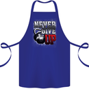 Never Give Up Gym Training Top Bodybuilding Cotton Apron 100% Organic Royal Blue