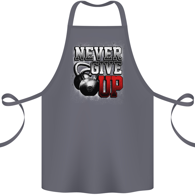 Never Give Up Gym Training Top Bodybuilding Cotton Apron 100% Organic Steel