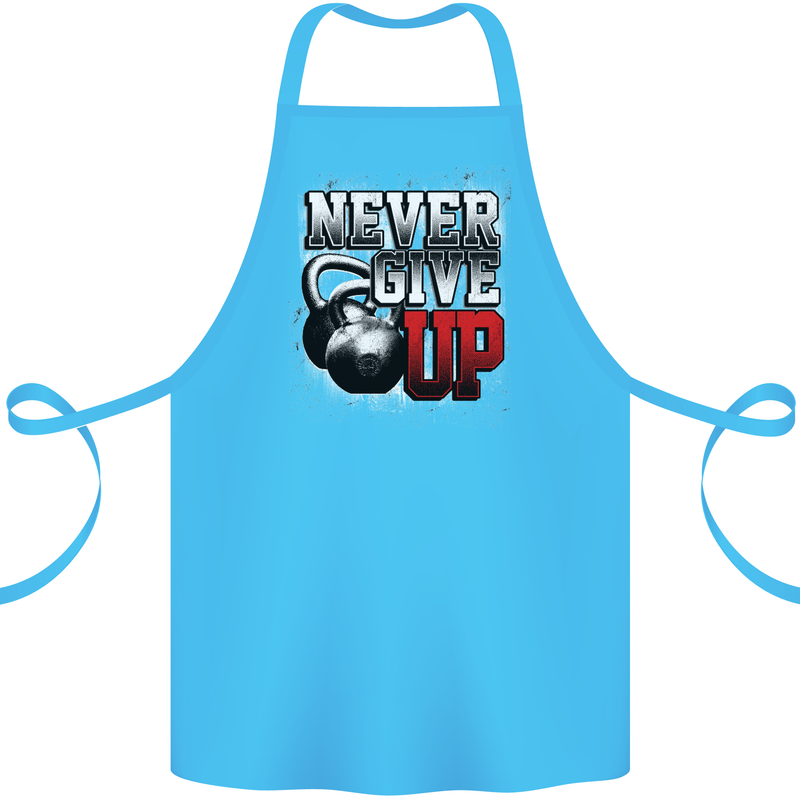 Never Give Up Gym Training Top Bodybuilding Cotton Apron 100% Organic Turquoise