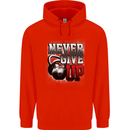 Never Give Up Gym Training Top Bodybuilding Mens 80% Cotton Hoodie Bright Red